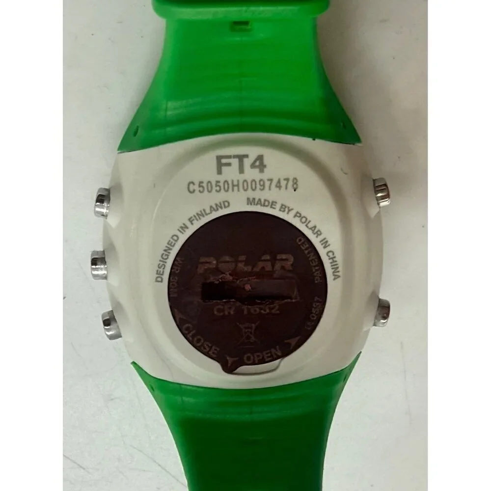 Polar FT4 Unisex Digital Watch White Square Face Kelly Green Silicone Strap WR30